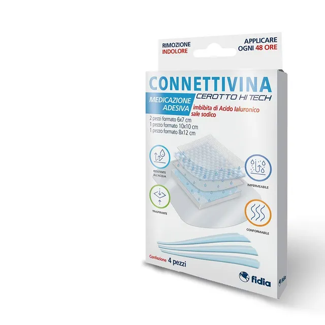 connettivina-cerotto-hi-tech-mix-4-pezzi-medicazione-con-acido-ialuronico image 1