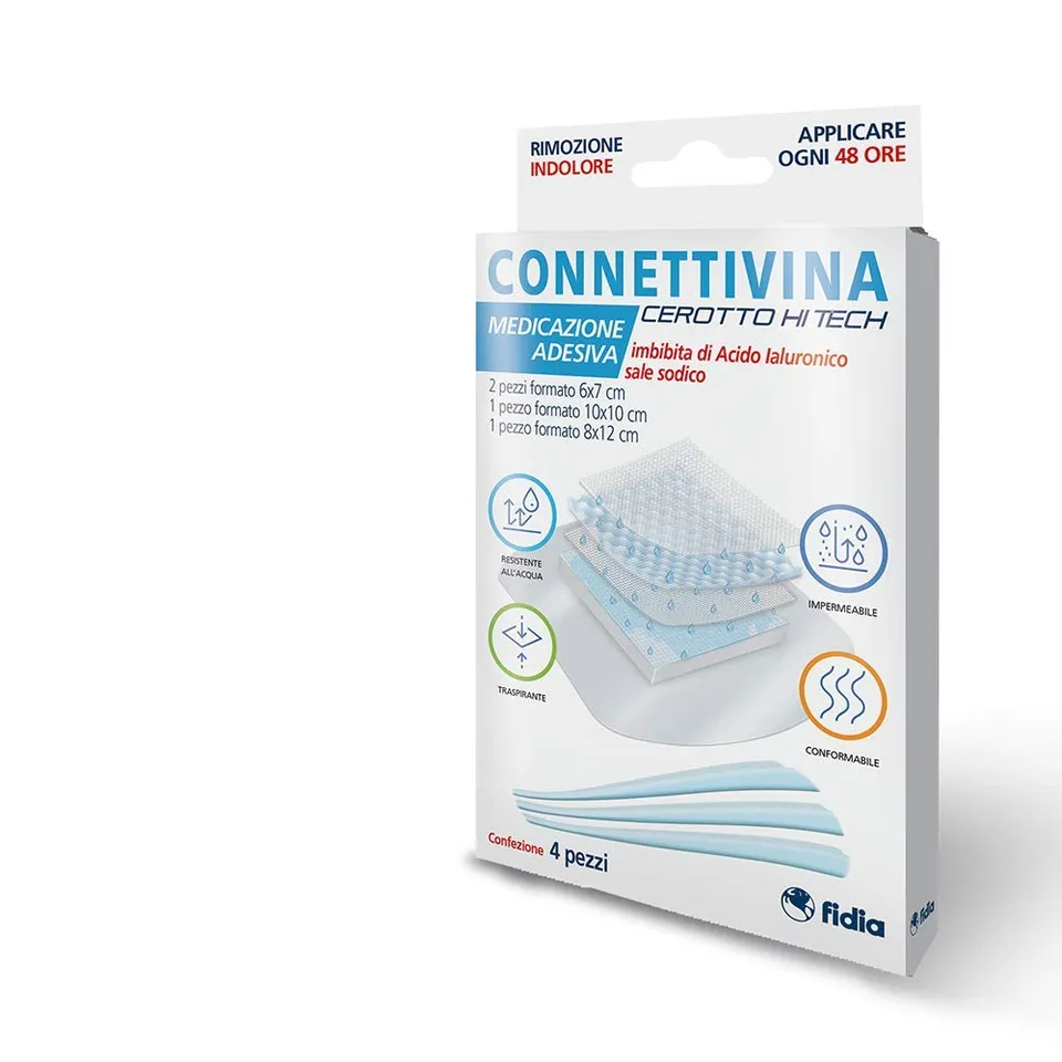connettivina-cerotto-hi-tech-mix-4-pezzi-medicazione-con-acido-ialuronico image 1